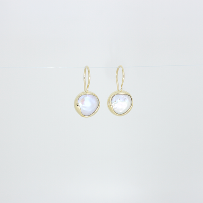 Freshwater Button Pearl Drop Earrings