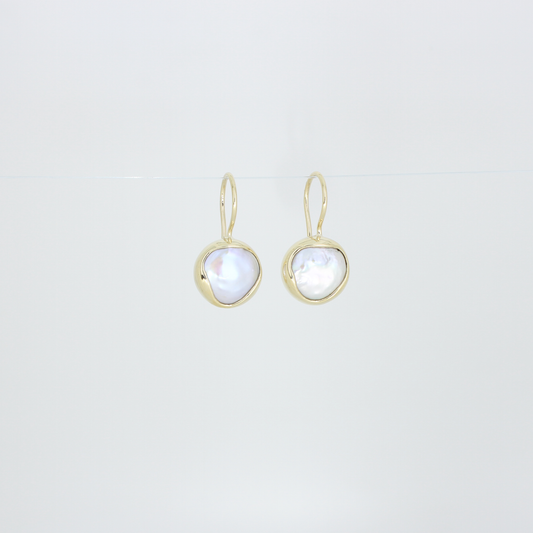 Freshwater Button Pearl Drop Earrings