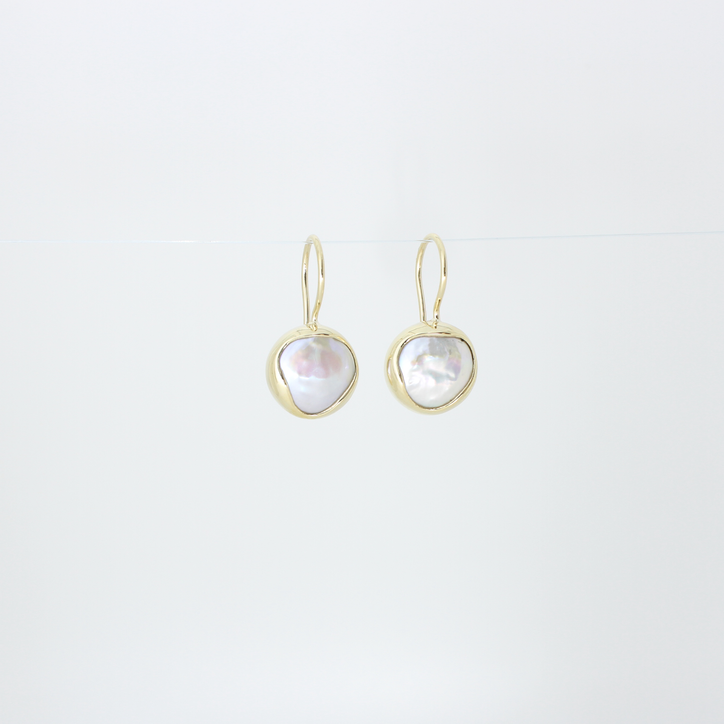 Freshwater Button Pearl Drop Earrings