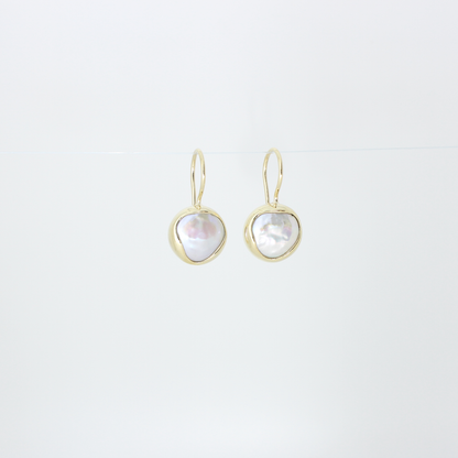 Freshwater Button Pearl Drop Earrings