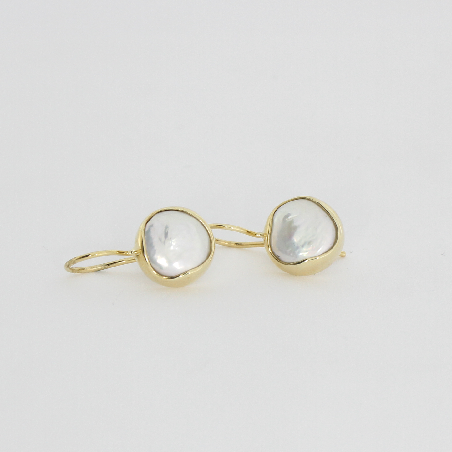 Freshwater Button Pearl Drop Earrings