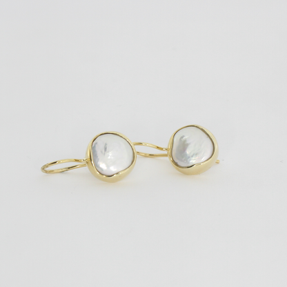 Freshwater Button Pearl Drop Earrings