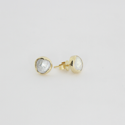 Freshwater Button Pearl Stud Earrings