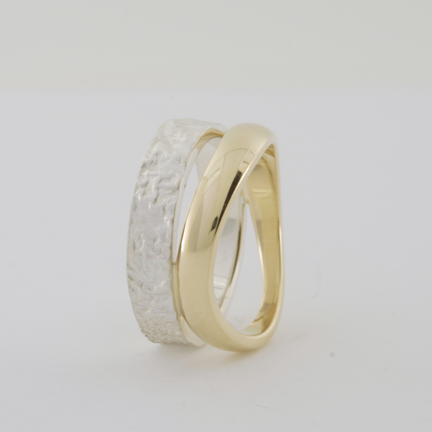 Gold Wave & Reticulated Silver Ring