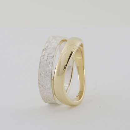 Gold Wave & Reticulated Silver Ring