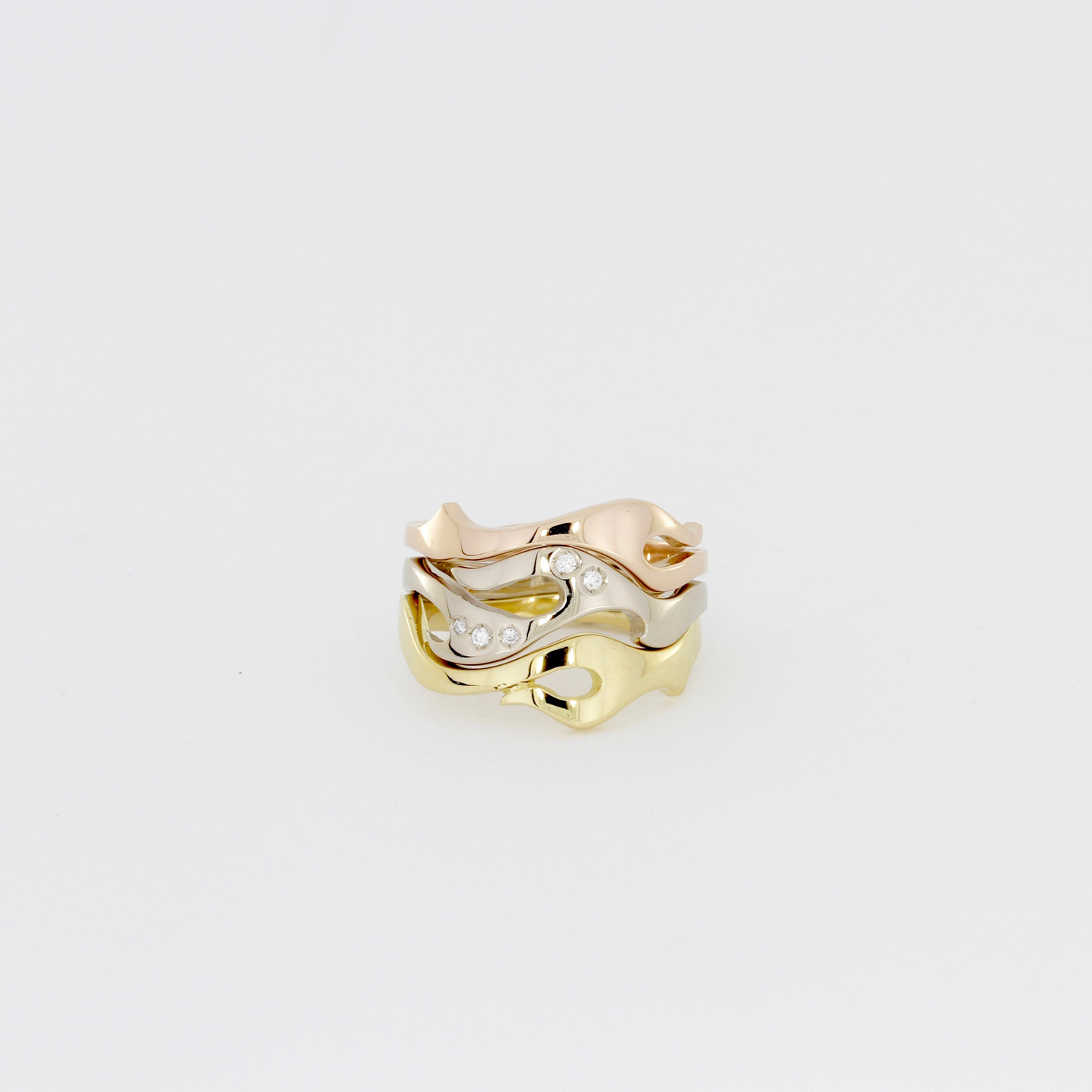 Seaweed Inspired Triple Gold Ring