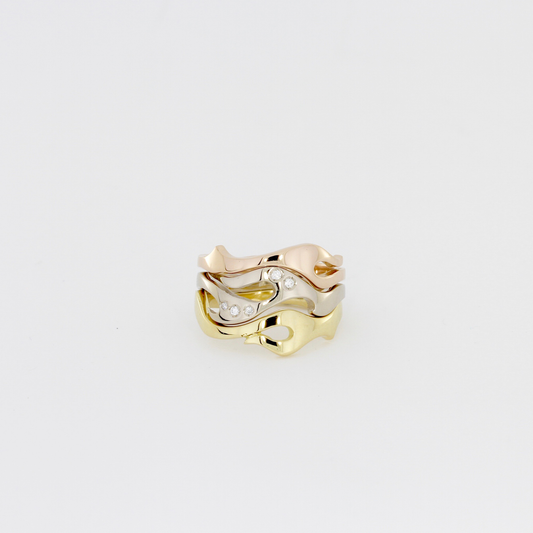 Seaweed Inspired Triple Gold Ring