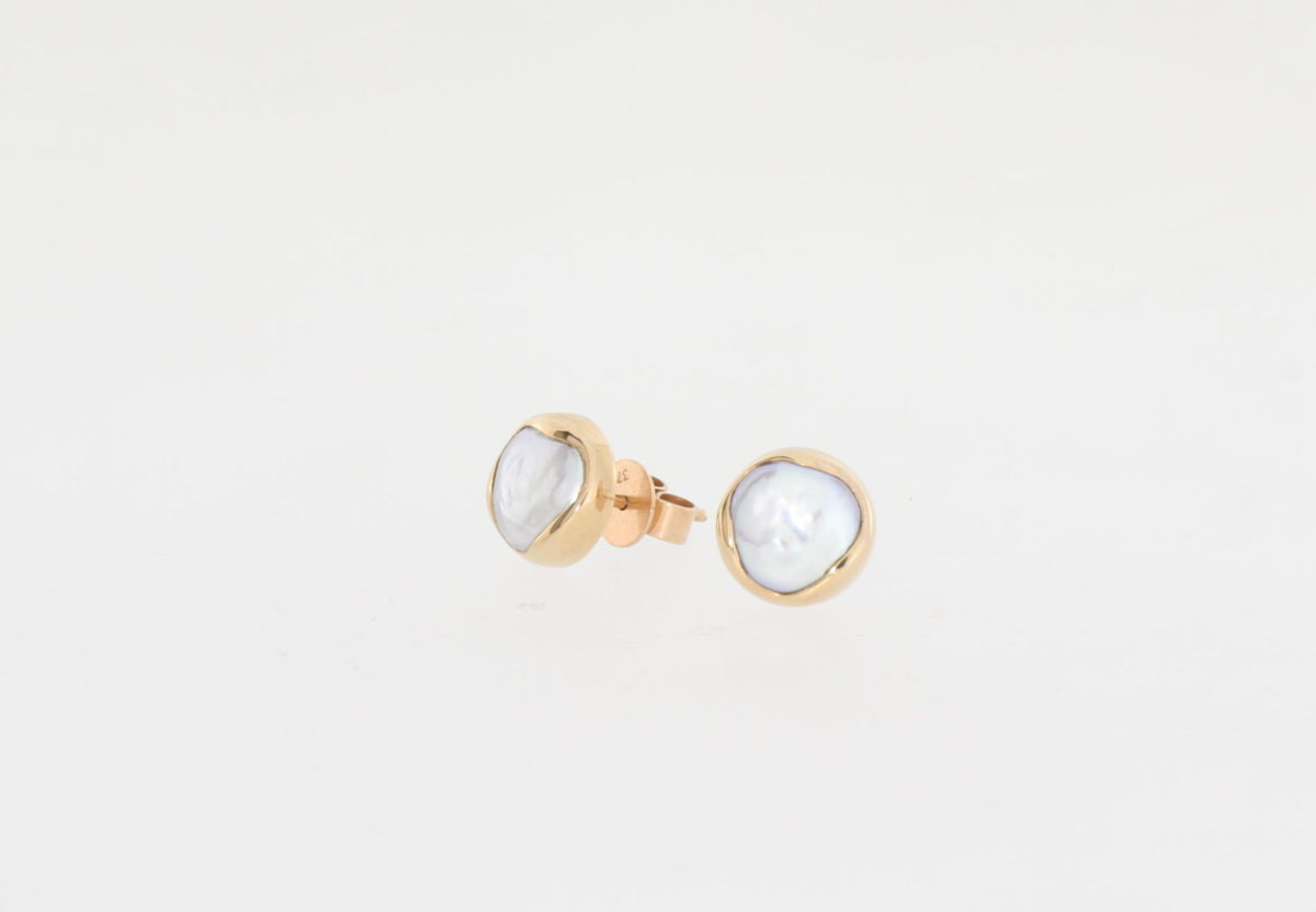 Payet rose gold fresh water button pearl studs