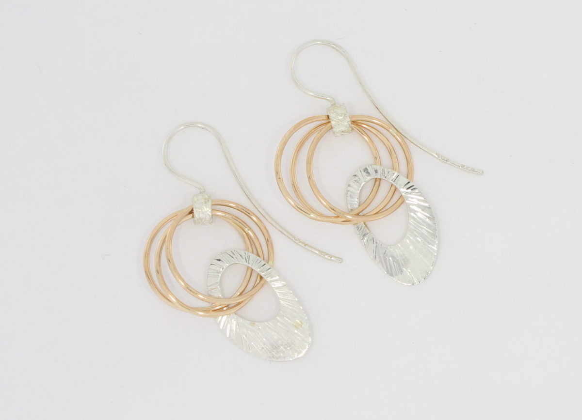 Payet link silver & rose gold earrings